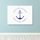 Aangepaste bootnaam Welkom aan boord nautisch anke Canvas Afdruk (Insitu (Houten vloer))