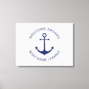 Aangepaste bootnaam Welkom aan boord nautisch anke Canvas Afdruk