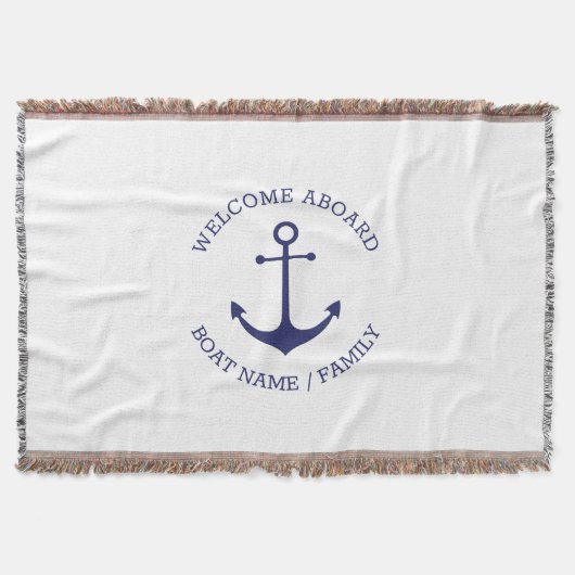 Aangepaste bootnaam Welkom aan boord nautisch anke Deken (Voorkant)