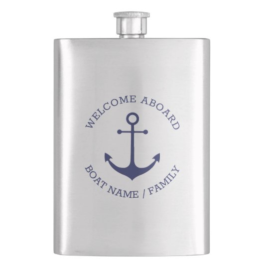 Aangepaste bootnaam Welkom aan boord nautisch anke Flacon (Voorkant)