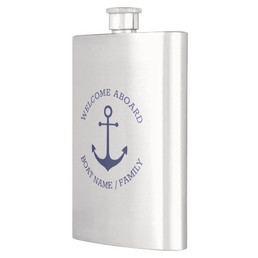 Aangepaste bootnaam Welkom aan boord nautisch anke Flacon (Links)