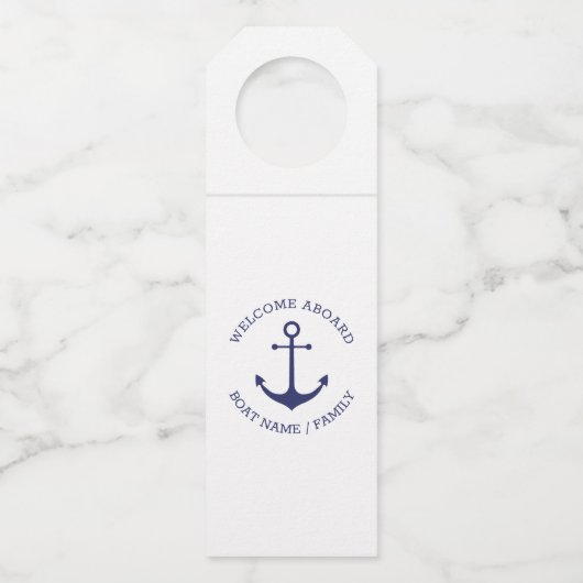 Aangepaste bootnaam Welkom aan boord nautisch anke Flessenhanger (Voorkant)