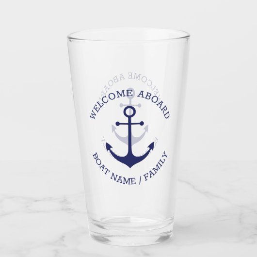 Aangepaste bootnaam Welkom aan boord nautisch anke Glas (Voorkant)