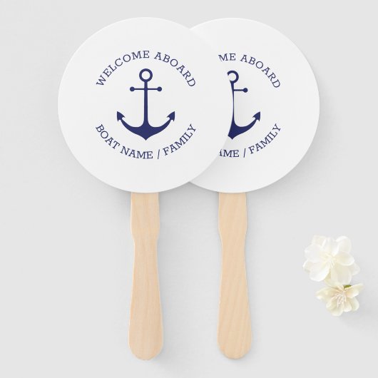 Aangepaste bootnaam Welkom aan boord nautisch anke Handwaaier (Voorkant en achterkant)