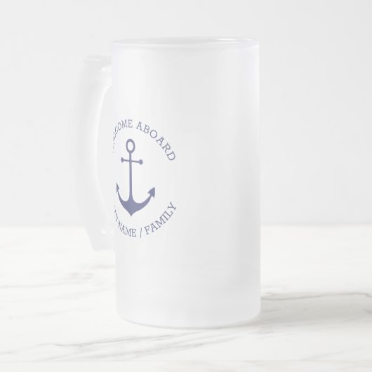 Aangepaste bootnaam Welkom aan boord nautisch anke Matglas Bierpul (Voorkant links)