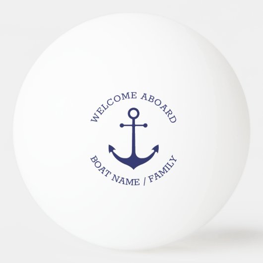 Aangepaste bootnaam Welkom aan boord nautisch anke Pingpongbal (Voorkant)