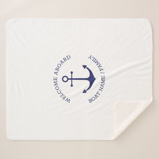 Aangepaste bootnaam Welkom aan boord nautisch anke Sherpa Deken (Voorkant (horizontaal))