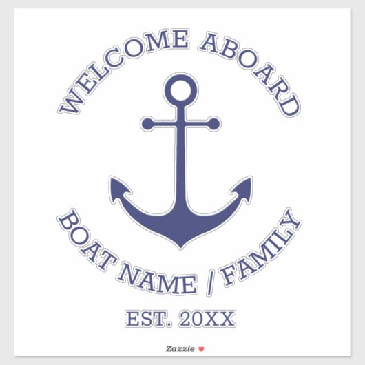 Aangepaste bootnaam Welkom aan boord nautisch anke Sticker (Vel)