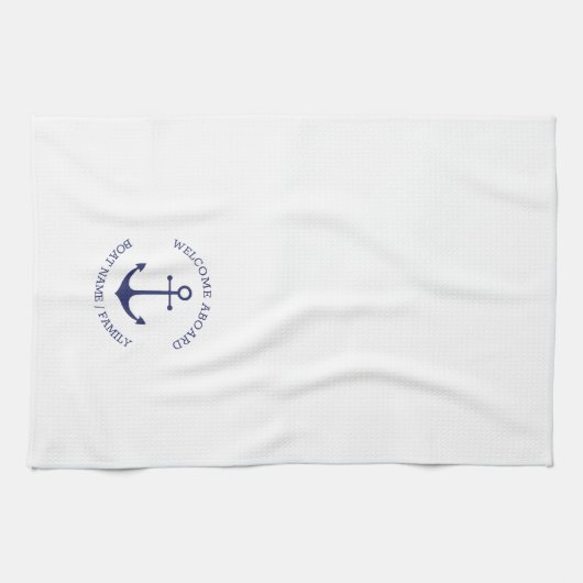 Aangepaste bootnaam Welkom aan boord nautisch anke Theedoek (Horizontaal)