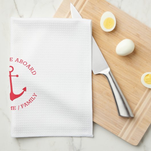 Aangepaste bootnaam Welkom aan boord nautisch anke Theedoek (Quarter Fold)