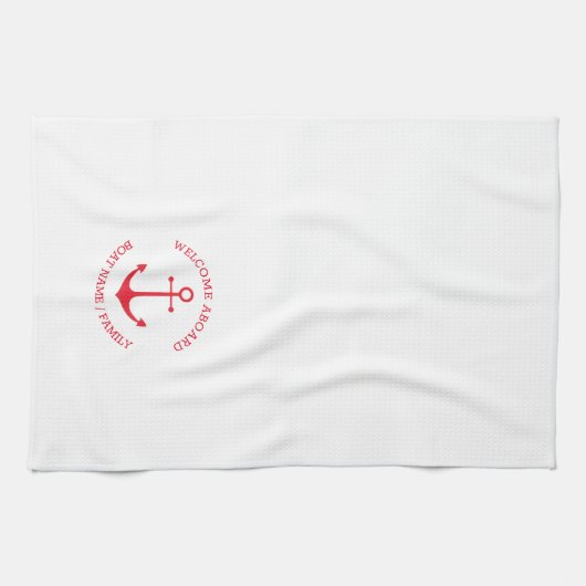 Aangepaste bootnaam Welkom aan boord nautisch anke Theedoek (Horizontaal)