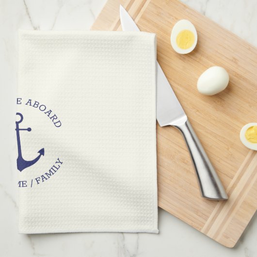 Aangepaste bootnaam Welkom aan boord nautisch anke Theedoek (Quarter Fold)