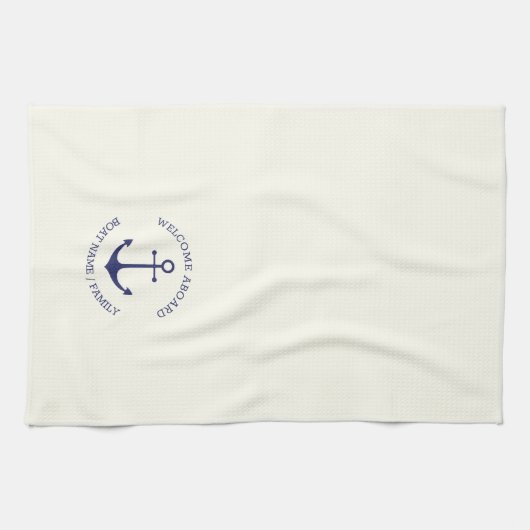 Aangepaste bootnaam Welkom aan boord nautisch anke Theedoek (Horizontaal)