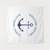 Aangepaste bootnaam Welkom aan boord nautisch anke Wandkleed (Voorkant (horizontaal))