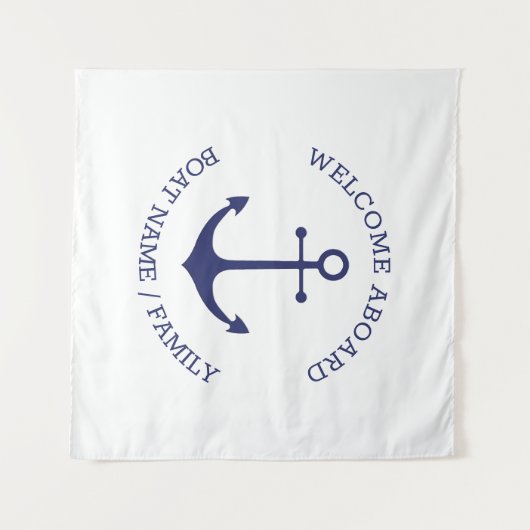 Aangepaste bootnaam Welkom aan boord nautisch anke Wandkleed (Voorkant (horizontaal))