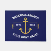 Aangepaste bootnaam Welkom aan boord Navy blauw Go Deurmat (Voorkant)