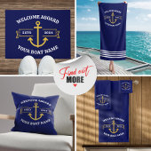 Aangepaste bootnaam Welkom aan boord Navy blauw Go Deurmat