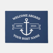 Aangepaste bootnaam Welkom aan boord Navy-blauwe a Deurmat (Voorkant)