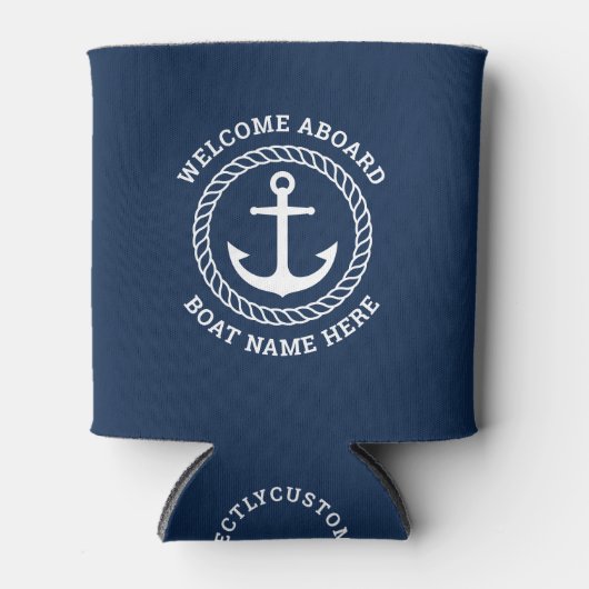 Aangepaste bootnaam welkom aan boord van anker en  blikjeskoeler (Voorkant)