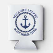 Aangepaste bootnaam welkom aan boord van anker en  blikjeskoeler (Achterkant)