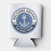 Aangepaste bootnaam welkom aan boord van anker en  blikjeskoeler (Voorkant)