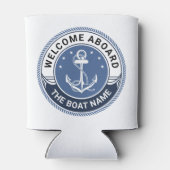 Aangepaste bootnaam welkom aan boord van anker en  blikjeskoeler (Achterkant)