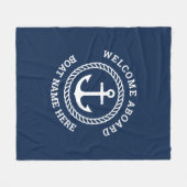 Aangepaste bootnaam welkom aan boord van anker en  fleece deken (Voorkant (Horizontaal))