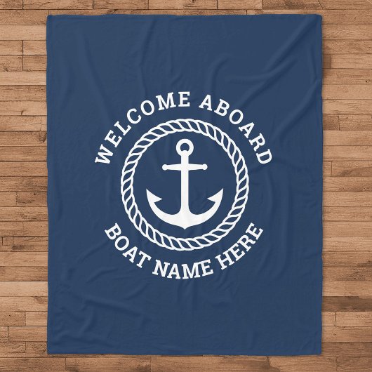 Aangepaste bootnaam welkom aan boord van anker en  fleece deken