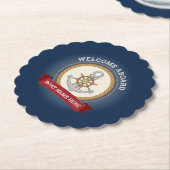 Aangepaste bootnaam welkom aan boord van anker en  kartonnen onderzetters (Gekanteld)