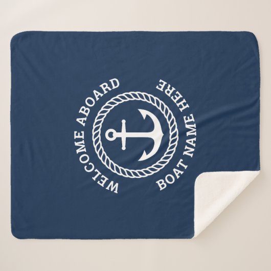Aangepaste bootnaam welkom aan boord van anker en sherpa deken (Voorkant (horizontaal))