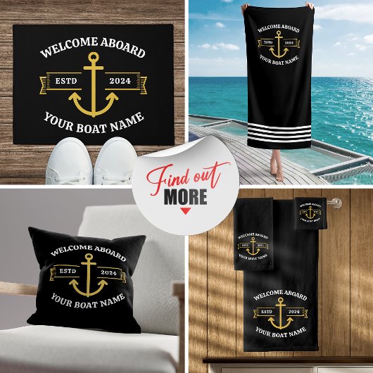Aangepaste bootnaam Welkom aan boord van Black & G Bad Handdoek