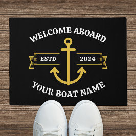 Aangepaste bootnaam Welkom aan boord Zwart & Goud Deurmat
