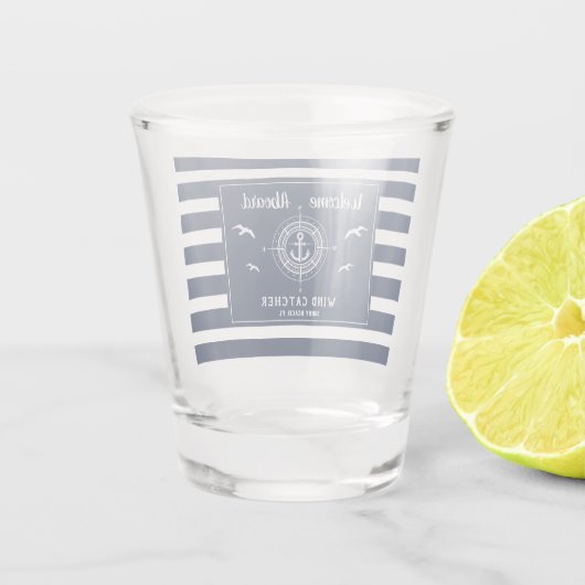Aangepaste bootnaam Welkomstbord Ankerpapier Shot Glas (Achterkant)