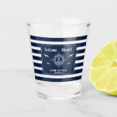 Aangepaste bootnaam Welkomstbord Ankerpapier Shot Glas (Voorkant)