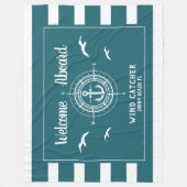 Aangepaste bootnaam Welkomstkaart Fleece Deken (Voorkant)