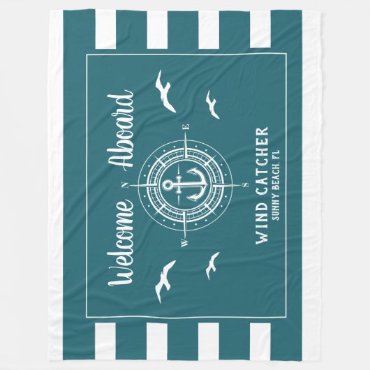 Aangepaste bootnaam Welkomstkaart Fleece Deken (Voorkant)