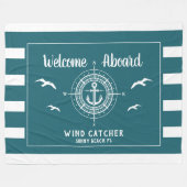 Aangepaste bootnaam Welkomstkaart Fleece Deken (Voorkant (Horizontaal))