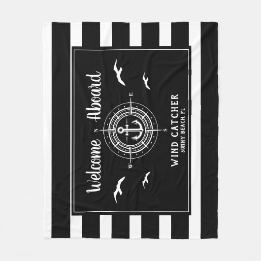 Aangepaste bootnaam Welkomstkaart Fleece Deken (Voorkant)