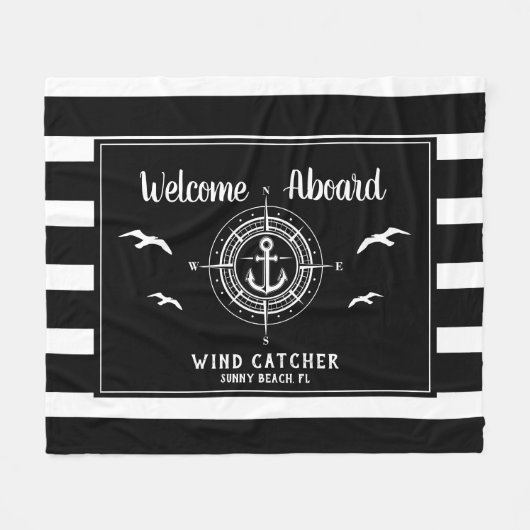 Aangepaste bootnaam Welkomstkaart Fleece Deken (Voorkant (Horizontaal))