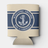 Aangepaste bootnaam: wit anker op zand taupe beige blikjeskoeler (Achterkant)