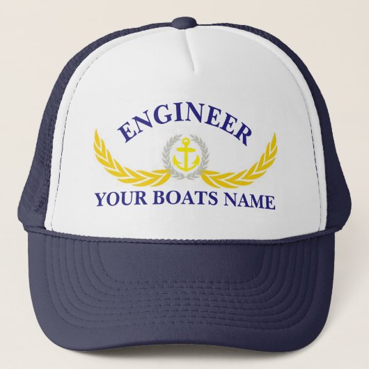 Aangepaste bootnaamverankeringsmotieven trucker pet (Voorkant)