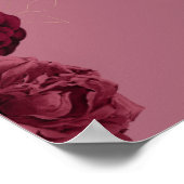 Aangepaste bordeauxrode bloemen-huwelijksjubileump poster (Hoek)