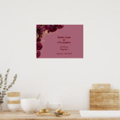 Aangepaste bordeauxrode bloemen-huwelijksjubileump poster (Keuken)