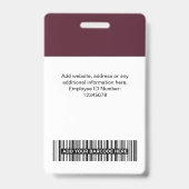 Aangepaste bordeauxrode personeelsfoto, streepjesc badge (Achterkant)