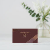Aangepaste bordeauxrood & goud visitekaartje (Staand voorkant)