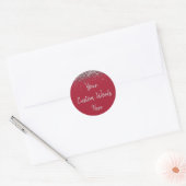 Aangepaste bordeauxrood & zilver feestelijk verpak ronde sticker (Envelop)
