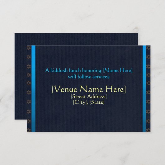 Aangepaste borden Mitzvah-ontvangstkaarten Informatiekaartje (Voorkant / Achterkant)