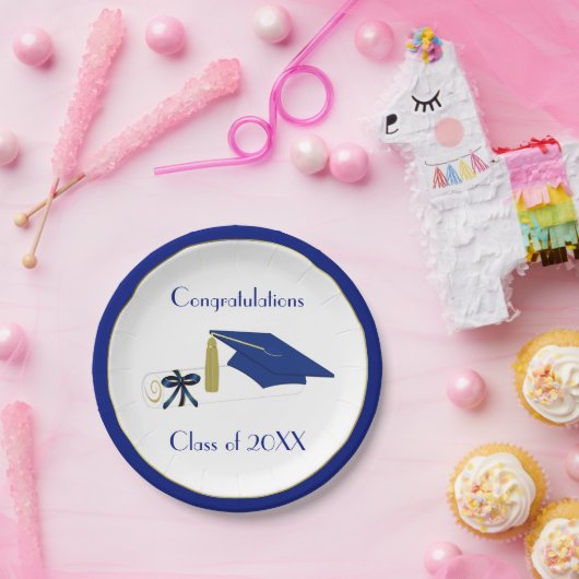 Aangepaste Borden voor blauw en wit Afstuderen Papieren Bordje (Feest)
