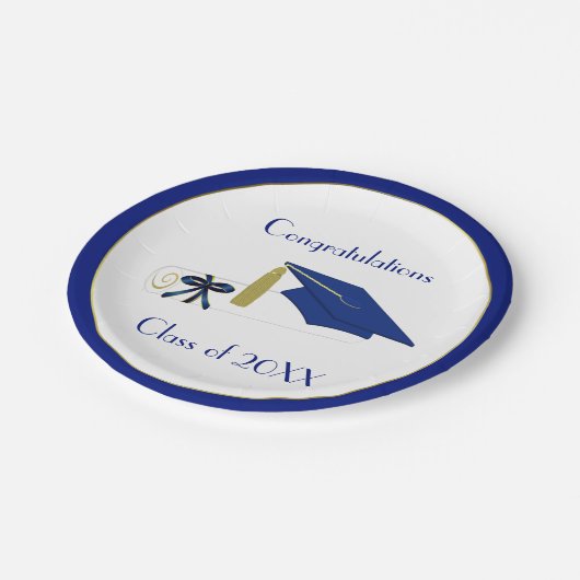 Aangepaste Borden voor blauw en wit Afstuderen Papieren Bordje (Gekanteld)