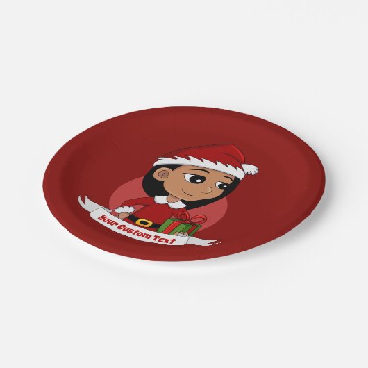 Aangepaste borden voor kerstmeisjes cartoon papieren bordje (Gekanteld)